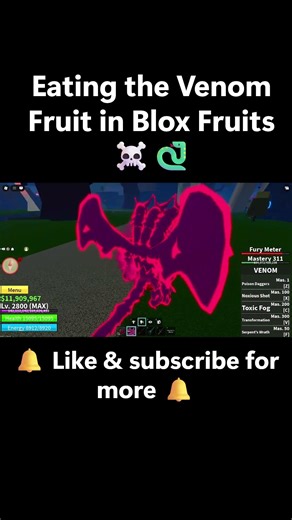 Eating the Venom Fruit in Blox Fruits ☠️🐍 #shorts #roblox #bloxfruits