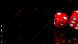 Dice dropping and bouncing in slow motion. Сlose-up.