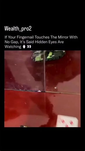 Blissful Motivation75 on Instagram: "This simple mirror test looks terrifying until you understand how mirrors really work. The so-called"fingernail test" is often shared as a way to detect two-way mirrors, but the science behind it is usually misunderstood. If your fingernail appears to touch its reflection with no visible gap, it does not automatically mean someone is watching you. That effect usually comes from how the reflective coating is applied on the front surface of the glass, which is