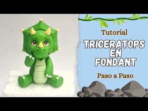 How to Make a Triceratops Dinosaur in Fondant // Dinosaur Cake Topper // Fondant Dino