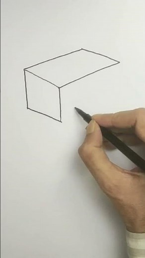 How to draw a box in 3d perspective easy beginners #drawing #perspectivedrawing #shorts