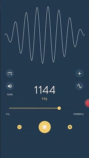 Sound frequency from 1Hz to 22000Hz in sine wave