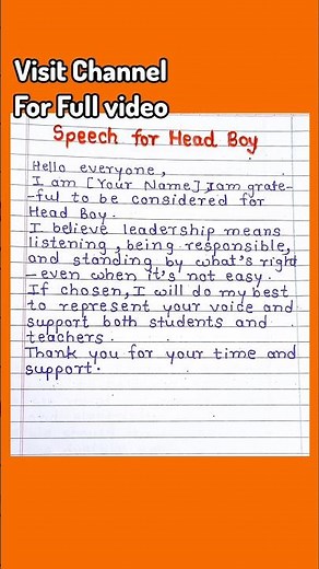 Head Boy Speech in English | Become HEAD BOY With This Impressive English Speech | Head Boy Speech