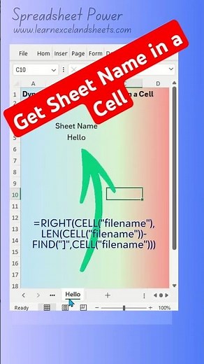 Dynamically Get Sheet Name in a Cell in Excel #exceltech