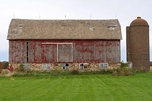 Old Red Barn and Silo: Rustic Vintage Farm Photo (instant Download). - Etsy