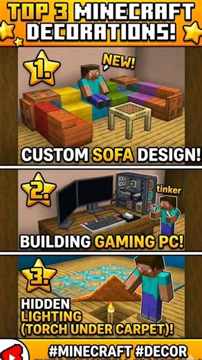 3 Simple Hacks to Level Up Your Minecraft Interior #minecraft #shorts