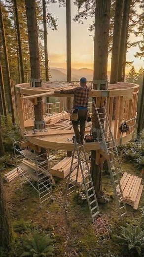 Ultimate Treehouse Build In The Woods 🌲🏠 Hidden Forest Home #treehouse #build