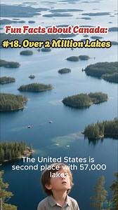 Fun Facts about Canada: #18. Over 2 Million Lakes Canada hosts over 2 million lakes—more freshwater lakes than any other country in the world. #Lakes #Freshwater #CanadaWaterways 💧 | Canada & Citizenship Practice Tests