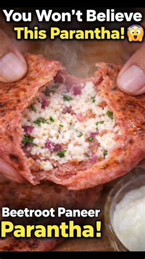 Soft, crispy & stuffed 🌸🔥 Beetroot Paneer Parantha you NEED to try! #shorts