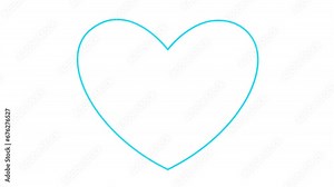 Animated blue linear pounding heart. Looped video of beating heart. Concept of love, health, passion, medicine. Vector illustration isolated on white background.