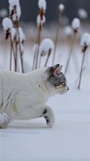 cat running in the snow😍😍 #cat #funny #snow #fyp