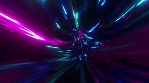 3D animation of flashing multicolored neon lights