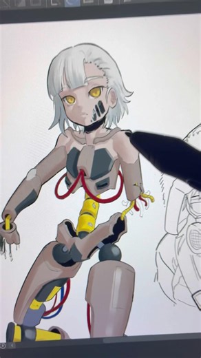 Mechanical anime girl #art #anime #drawing