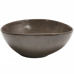 Front of the House Kiln 60 oz. Mocha Oval Tall Porcelain Bowl - 2/Case