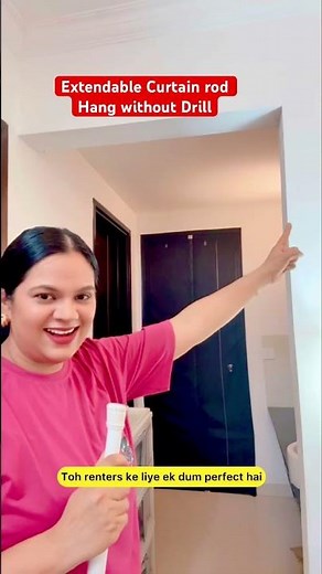Extendable curtain rods hang it without drilling holes in wall #diy #hacks #tricks