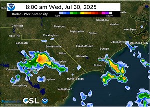 One of our radar simulations shows how showers and thunderstorms may evolve throughout Wednesday. As usual this time of year, some folks will miss out altogether, but with a cold front approaching later in the week, most areas should at least get a good shower or two before the weekend. #ncwx #scwx #ilmwx | US National Weather Service Wilmington NC