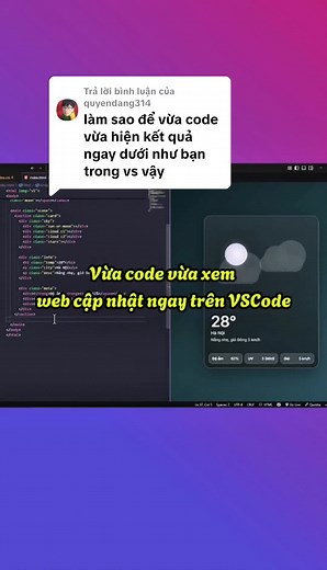 Trả lời @quyendang314 cách vừa code vừa xem ngay trên vscode đây nha #html #website #programming #vscode #tipsandtricks
