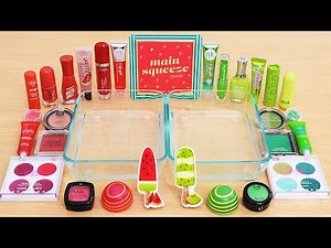 Red vs Green - Mixing Makeup Eyeshadow Into Slime ASMR