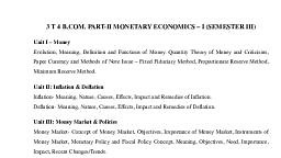 SYLLABUS OF MONETARY ECONOMICS - MonetaryEconomics - Notes - Teachmint