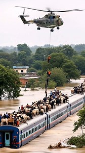 Helicopter Rescues Passengers Stranded on Flooded Train | World Disaster