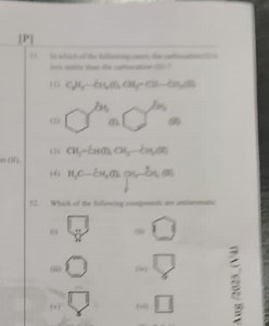 In which of the following cases, the carbocation (I) is less st... | Filo