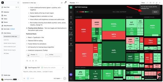 Kimi AI adds website generation from image and annotations