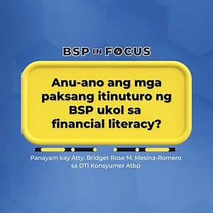 May iba’t ibang programa ang Bangko Sentral ng Pilipinas (BSP) tungkol sa financial literacy, digital financial services at safety in financial transactions. Ibinahagi ni BSP Payments Policy and Development Department Director Atty. Bridget Rose M. Mesina-Romero ang programa ng BSP sa pagpapalaganap ng financial literacy. Panoorin ang buong panayam sa DTI Konsyumer Atbp sa link na ito: https://bit.ly/BSPdigipayments #BSP #Digitalization | Bangko Sentral ng Pilipinas