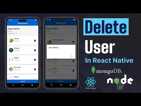#18 How to delete user in React Native and Mongo DB || Mongo DB data deletion || Real time update