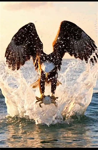 Eagle Dives Into Ocean to Catch Crab 🦅🌊 | Cinematic Slow Motion