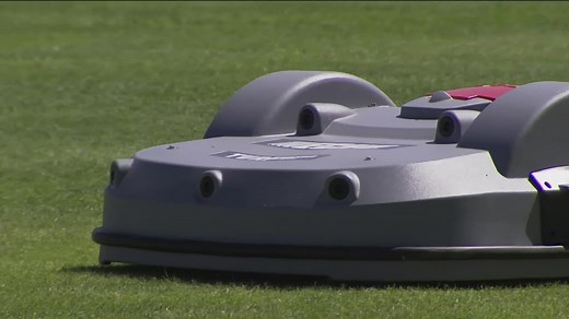 Autonomous mowers maintaining Purple Sage Golf Course