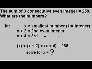 Algebra - Word Problems - The Sum of Consecutive Integers (2 of 3)