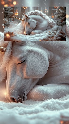 Winter Unicorn Sleeping — A Peaceful Forest Sanctuary #shorts #4k