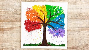 193K views · 551 shares | Easy rainbow tree acrylic painting for beginners by Joy of Art #easyart #rainbowtree #rainbow #canvas #painting | Joy of Art | Facebook