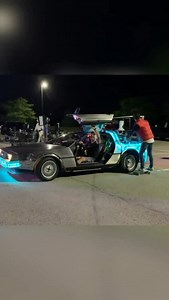 Marty holding onto the Delorean Time Machine! | Delorean Rental