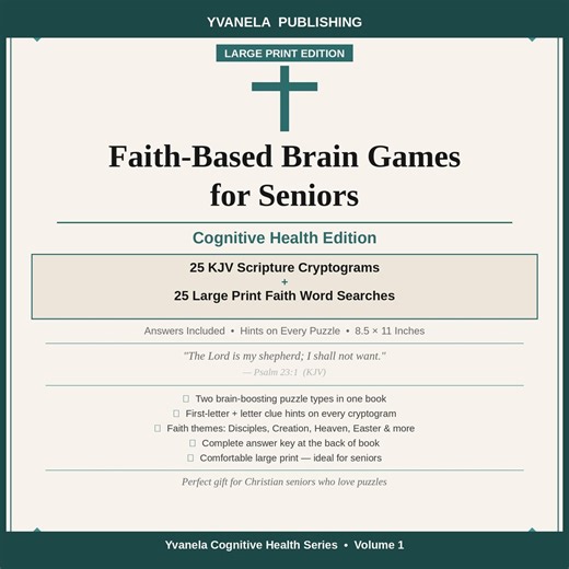 Large Print Brain Games for Seniors | KJV Cryptograms and Word Searches | Cognitive Health Puzzle Book | Printable PDF - Etsy