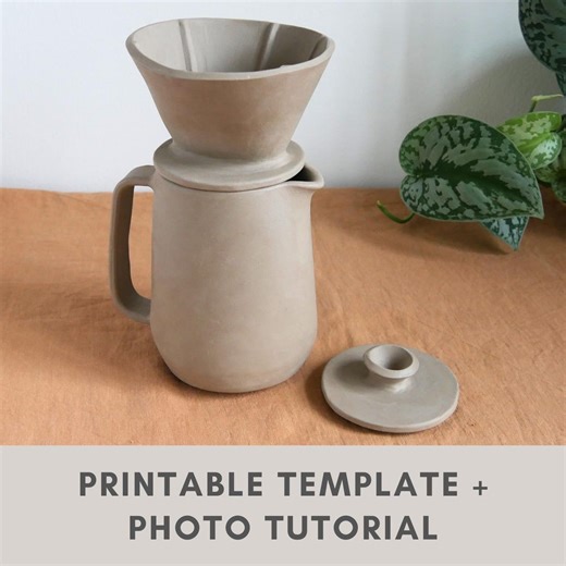 Coffee Maker Set Pottery Template | Slab Building Tutorial | Pour Over Coffee Maker and Jug | Ceramic Tools | Printable Template - Etsy
