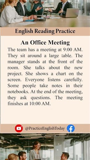 English Reading Practice | #English | An Office Meeting