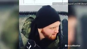 Watch what this guy does to clear the ice sheet off his window! | AccuWeather