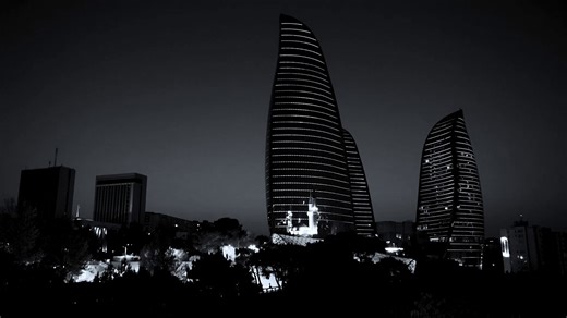 Aerial, Architecture, Baku Flame Towers. Free Stock Video