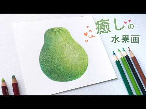 #95《粉彩畫水果 / 畫柚子(文旦)》粉彩 + 色鉛筆