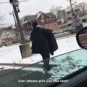1.2M views · 10K reactions | The heartwarming moment a woman spotted a freezing homeless man without a coat and decided to give him a jacket ❤️ | UNILAD | Facebook