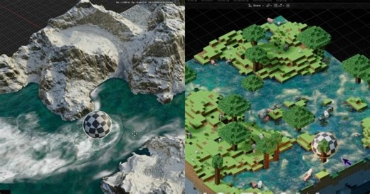 Real-Time Water Simulation Built with Blender's Geometry Nodes