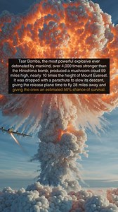 2.6M views · 7.3K reactions | Observers felt the heat from the blast over 186 miles away, and windows shattered over 560 miles away. #tsarbomba #Nuclearweapon #coldwar #history | War History Online | Facebook