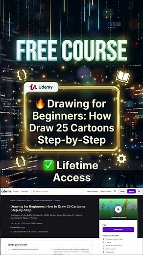 Free Udemy Course ✨ Drawing for Beginners How to Draw 25 Cartoons Step by Step #udemy #freecourses