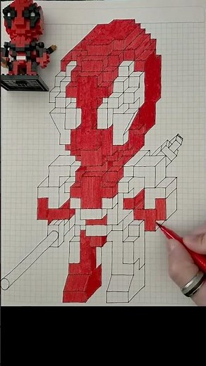 ⚔️ Deadpool 3D PixelArt #voxelart #speedpaint #speeddrawing #3ddrawing #marvel #deadpool