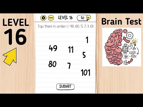 Brain Test Level 16 Tap Them In Order: 1, 49, 80, 5, 7, 11, 101