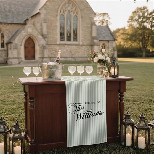 Personalized Striped Bar Sign, Cheers to Cocktail Table Decor, Custom Drink Table Runner - Etsy