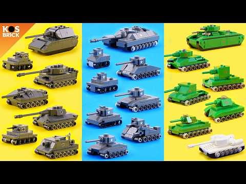 Lego WW2 TANKS (USA, USSR, German) Mini Vehicles Tutorial