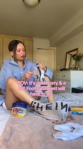 61K views · 246 reactions | The DIY FOOT TREATMENT wasn’t bad at all. Hm, might do it more. It moistened and made my feet super soft and hydrated. I used glycerine, lotion and Vaseline. Basically all the moisturising products I could find. 勺 | Lynelda Maharaj | Facebook