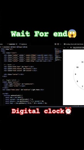 #DigitalClock #JavaScript #HTMLCSS #CodingShorts #WebDevelopment #MiniProject #CodeNi
